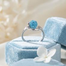 Сребърен пръстен с кристали от Sw®  SP706 Aquamarine