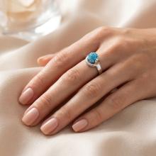 Сребърен пръстен с кристали от Sw®  SP706 Aquamarine