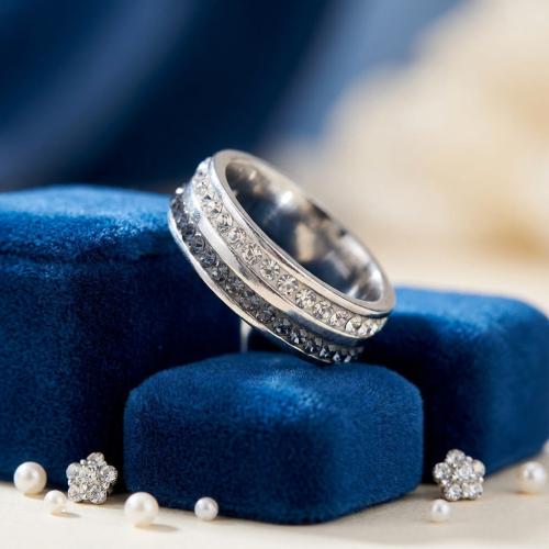 Сребърен Пръстен С Кристали От Sw® SP707 Steel and Crystal