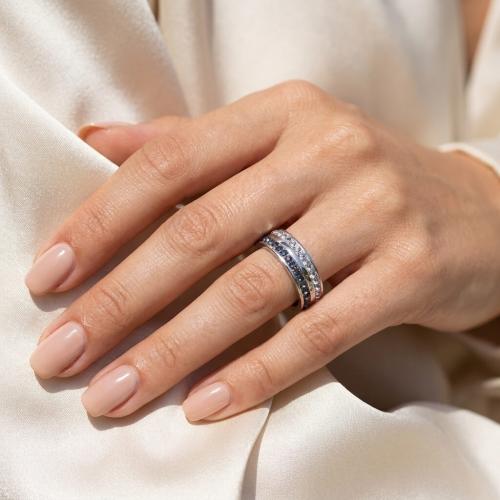 Сребърен Пръстен С Кристали От Sw® SP707 Steel and Crystal