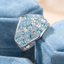 Сребърен пръстен с кристали от Sw®  SP708 Deep Blue