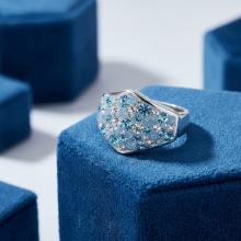 Сребърен пръстен с кристали от Sw®  SP708 Deep Blue