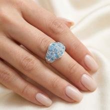 Сребърен пръстен с кристали от Sw®  SP708 Deep Blue