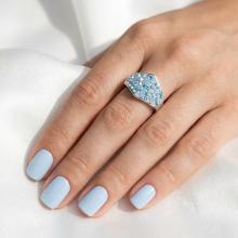 Сребърен пръстен с кристали от Sw®  SP708 Deep Blue