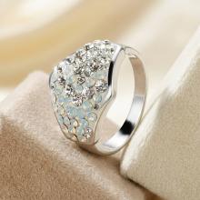 Сребърен пръстен с кристали от Sw® SP708 White Opal and Crystal Сребърен пръстен с кристали от Sw® SP708 White Opal and Crystal
