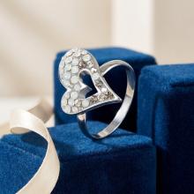 Сребърен Пръстен Сърце С Кристали От Sw® Silver Shade