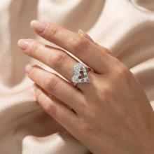 Сребърен Пръстен Сърце С Кристали От Sw® Silver Shade