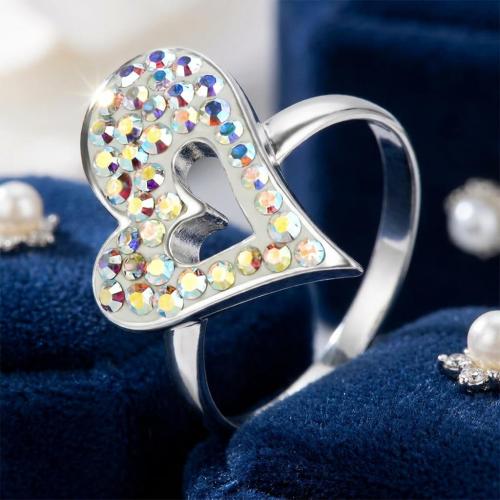 Сребърен Пръстен Сърце С Кристали От Sw® AB Crystal