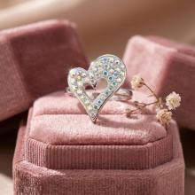 Сребърен Пръстен Сърце С Кристали От Sw® AB Crystal Сребърен Пръстен Сърце С Кристали От Sw® AB Crystal
