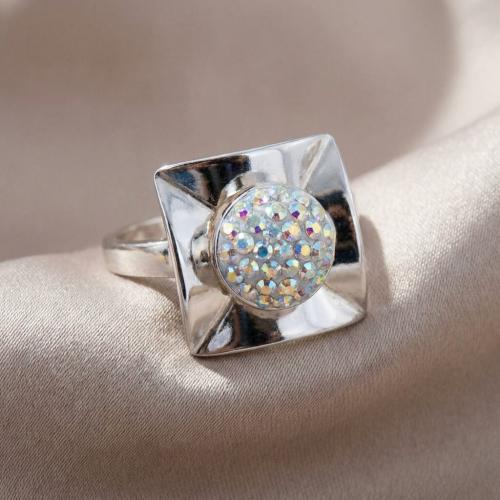 Сребърен пръстен с кристали от Sw® SP713 AB Crystal