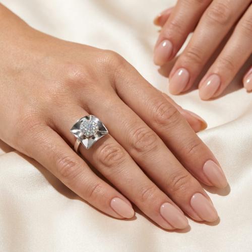 Сребърен пръстен с кристали от Sw® SP713 AB Crystal