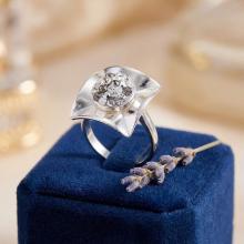 Сребърен пръстен с кристали от Sw® SP713 Silver Shade
