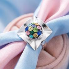 Сребърен пръстен с кристали от Sw® SP713 Multicolor Сребърен пръстен с кристали от Sw® SP713 Multicolor