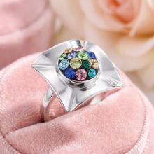 Сребърен пръстен с кристали от Sw® SP713 Multicolor Сребърен пръстен с кристали от Sw® SP713 Multicolor