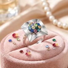Сребърен пръстен с кристали от Sw® SP713 Multicolor Сребърен пръстен с кристали от Sw® SP713 Multicolor