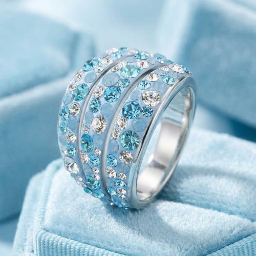 Сребърен пръстен с кристали от Sw®  SP714 Deep Blue