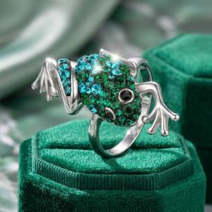 Сребърен пръстен с кристали от Sw® SP716 Blue Zircon and Emerald