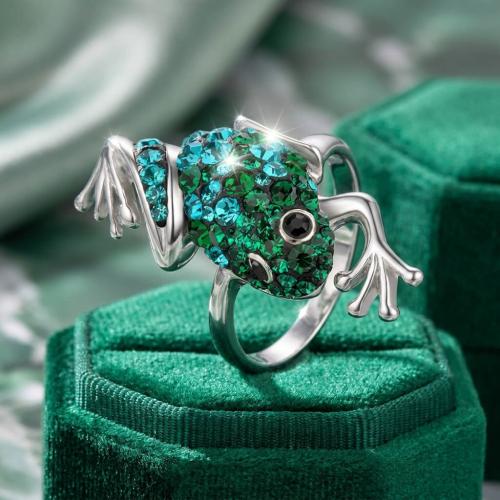 Сребърен пръстен с кристали от Sw®  SP716 Blue Zircon and Emerald