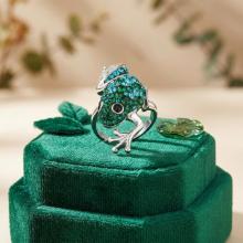 Сребърен пръстен с кристали от Sw®  SP716 Blue Zircon and Emerald