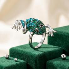 Сребърен пръстен с кристали от Sw®  SP716 Blue Zircon and Emerald