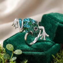 Сребърен пръстен с кристали от Sw®  SP716 Blue Zircon and Emerald
