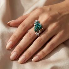 Сребърен пръстен с кристали от Sw®  SP716 Blue Zircon and Emerald