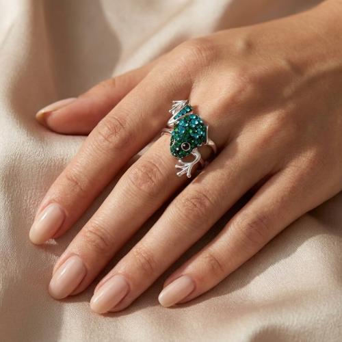 Сребърен пръстен с кристали от Sw®  SP716 Blue Zircon and Emerald