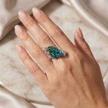 Сребърен пръстен с кристали от Sw®  SP716 Blue Zircon and Emerald