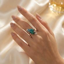Сребърен пръстен с кристали от Sw®  SP716 Blue Zircon and Emerald