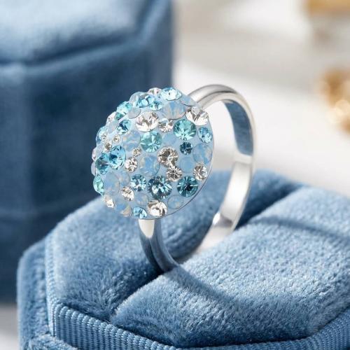 Сребърен пръстен с кристали от Sw®  SP717 Deep Blue