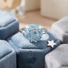 Сребърен пръстен с кристали от Sw®  SP717 Deep Blue