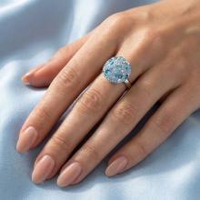 Сребърен пръстен с кристали от Sw®  SP717 Deep Blue