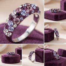 Сребърен пръстен с кристали от Sw® Cynthia Blush Rose