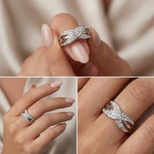 Сребърен пръстен с кристали от Sw®  SP719 Crystal