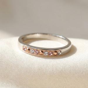 Сребърен пръстен с кристали от Sw® SP720 Peach Gold