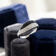 Сребърен Пръстен С Кристали От Sw® SP721 Black and White