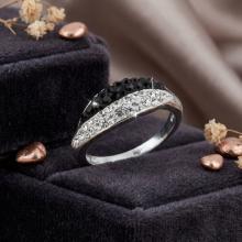 Сребърен Пръстен С Кристали От Sw® SP721 Black and White