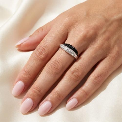 Сребърен Пръстен С Кристали От Sw® SP721 Black and White