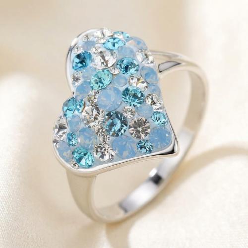 Сребърен пръстен с кристали от Sw® SP723 Deep Blue