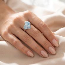 Сребърен пръстен с кристали от Sw® SP723 Deep Blue