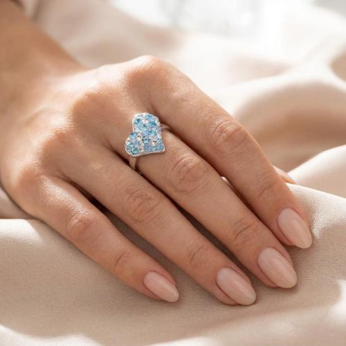 Сребърен пръстен с кристали от Sw® SP723 Deep Blue