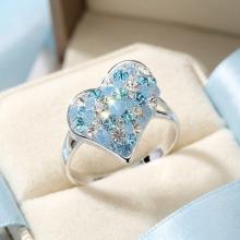 Сребърен пръстен с кристали от Sw® SP723 Deep Blue