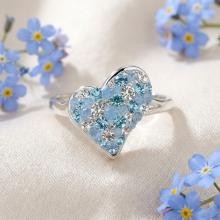 Сребърен пръстен с кристали от Sw® SP723 Deep Blue