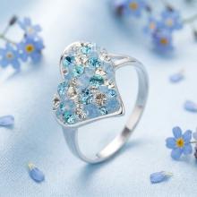 Сребърен пръстен с кристали от Sw® SP723 Deep Blue