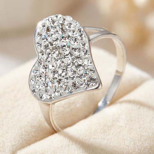 Сребърен пръстен Сърце с кристали от Sw® Crystal