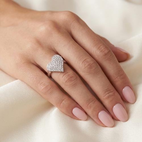 Сребърен пръстен Сърце с кристали от Sw® Crystal
