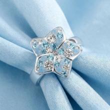 Сребърен пръстен Цветенце с кристали от Sw® Deep Blue Сребърен пръстен Цветенце с кристали от Sw® Deep Blue