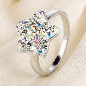 Сребърен пръстен Цветенце с кристали от Sw® SP724 Crystal и AB Crystal
