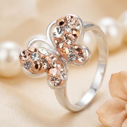 Сребърен Пръстен С Кристали От Sw® SP727 Peach Gold