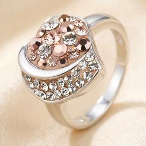 Сребърен пръстен с кристали от Sw® SP728 Peach Gold